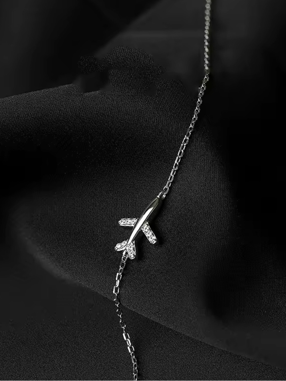 Silver Airplane Pendant Necklace - new